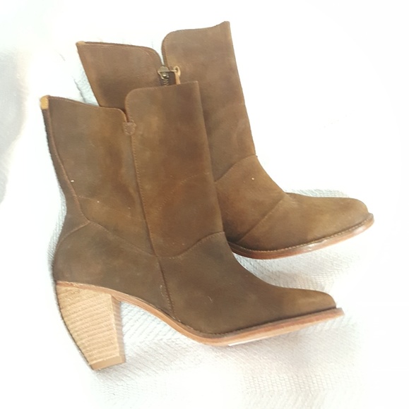 J. SHOES ANTHROPOLOGIE Brown Suede Leather Boots - Picture 4 of 8